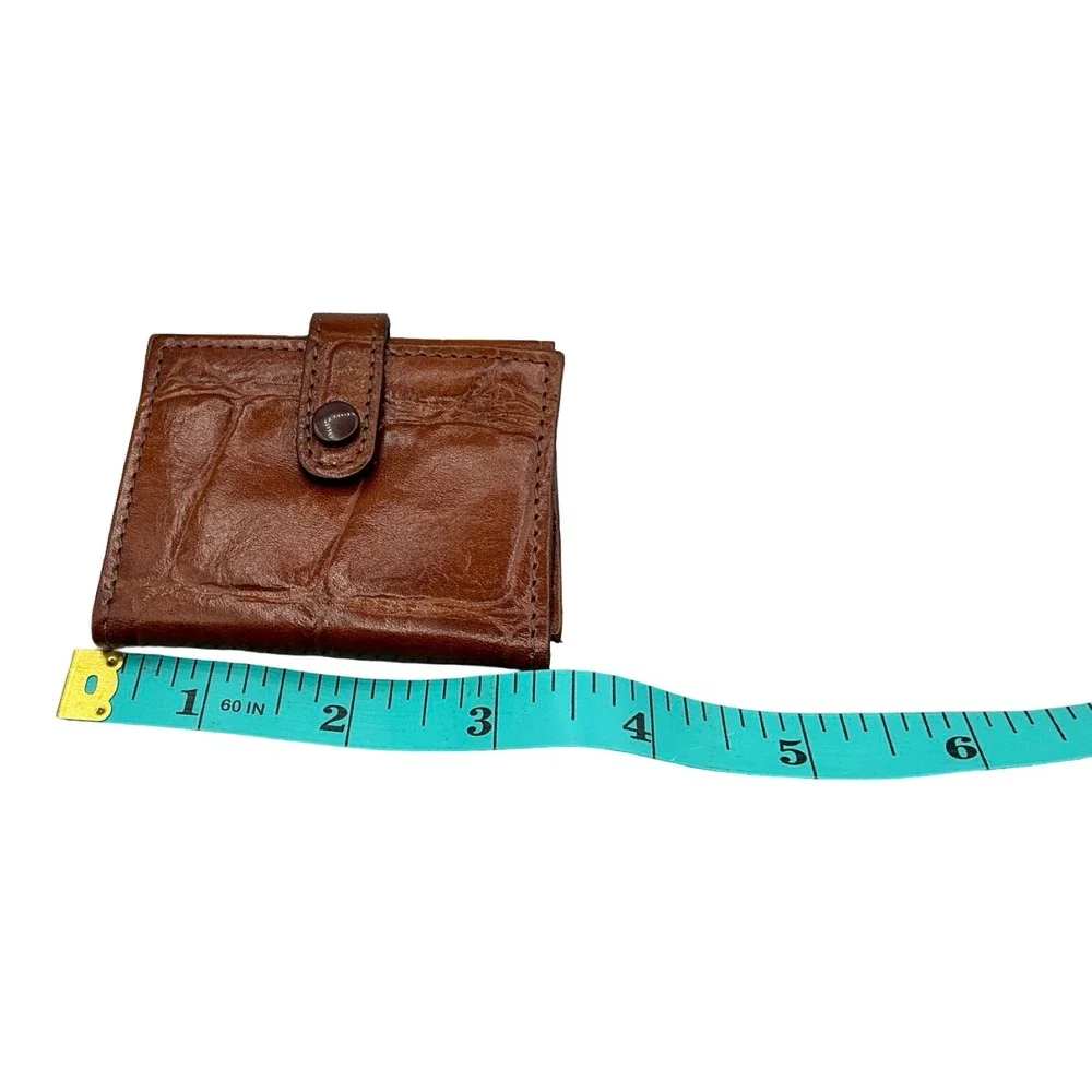 Mulberry Brown Croc Embossed Leather Tri-Fold Photo Wallet Made in England